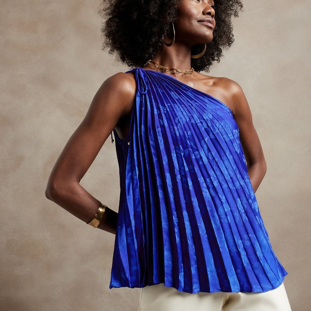 NWT BLUE RADIANT ONE-SHOULDER TOP, SZ XL